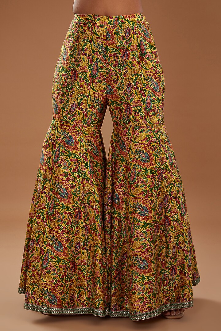 Yellow Chanderi Bridal Sharara Set by Debyani at Pernia's Pop Up Shop
