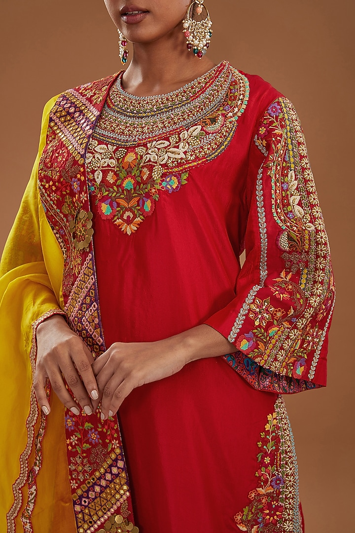 Yellow Chanderi Bridal Sharara Set by Debyani at Pernia's Pop Up Shop