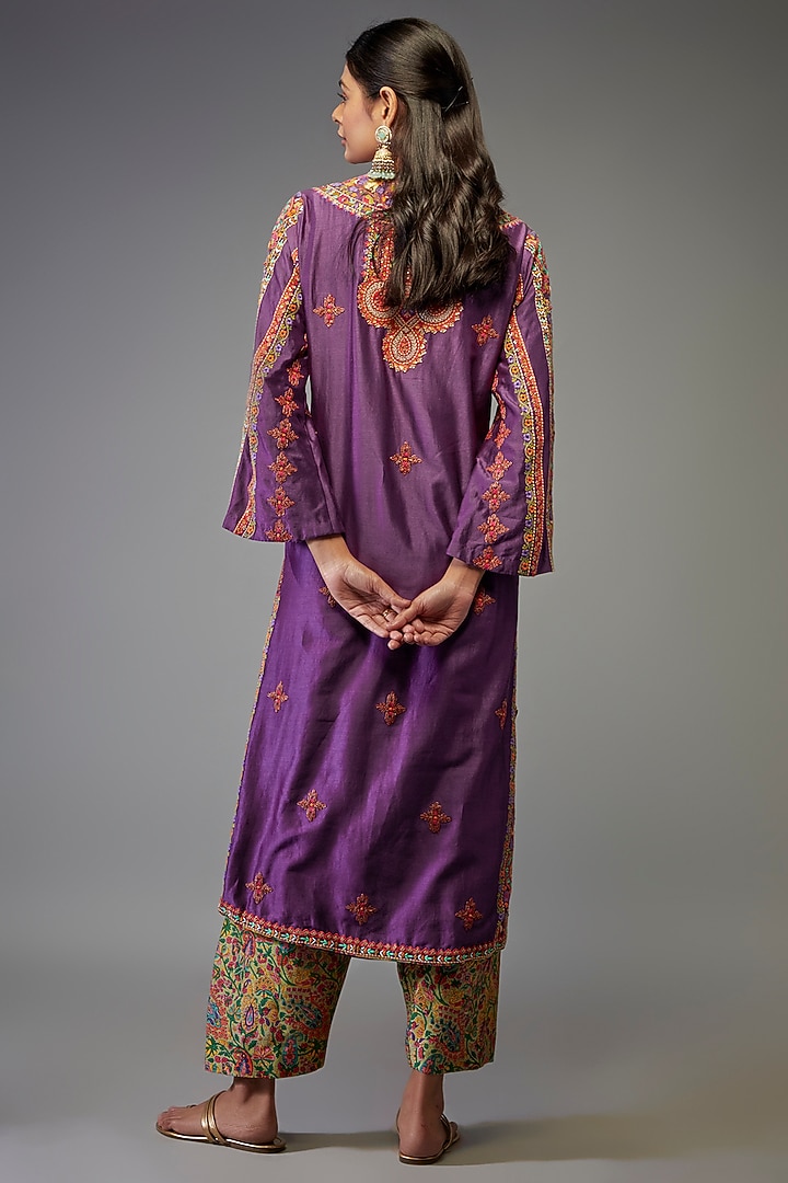 Purple Chanderi SIlk Choga Set by Debyani at Pernia's Pop Up Shop