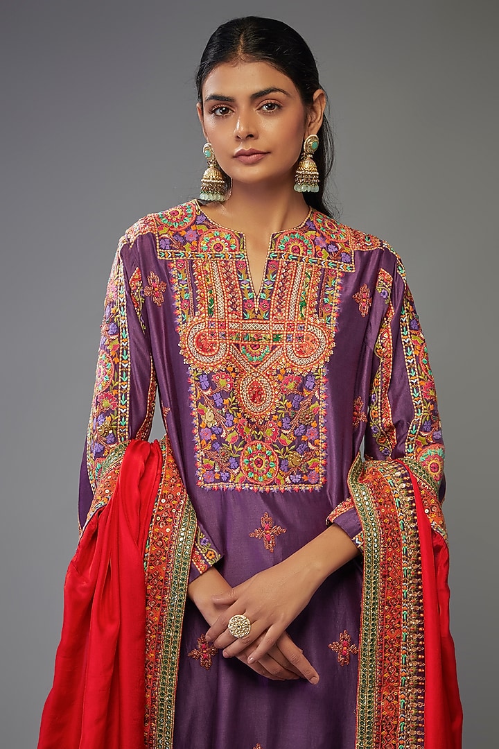 Purple Chanderi SIlk Choga Set by Debyani at Pernia's Pop Up Shop