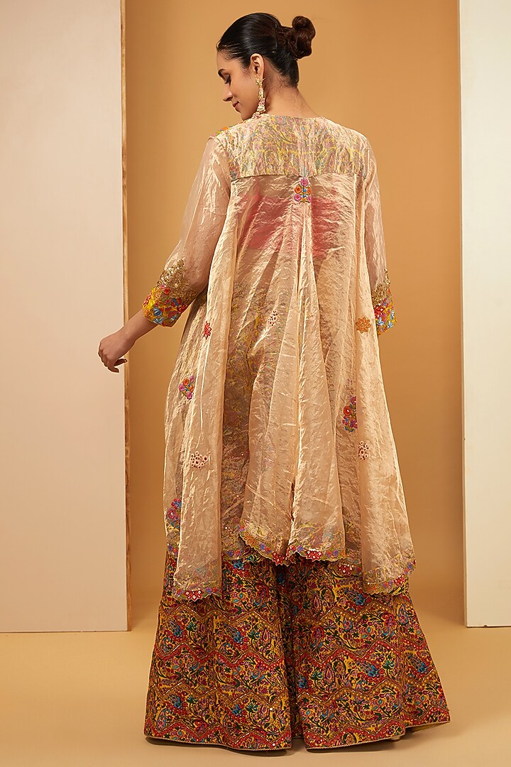 Multi-Colored Chanderi Bridal Sharara Set by Debyani at Pernia's Pop Up Shop