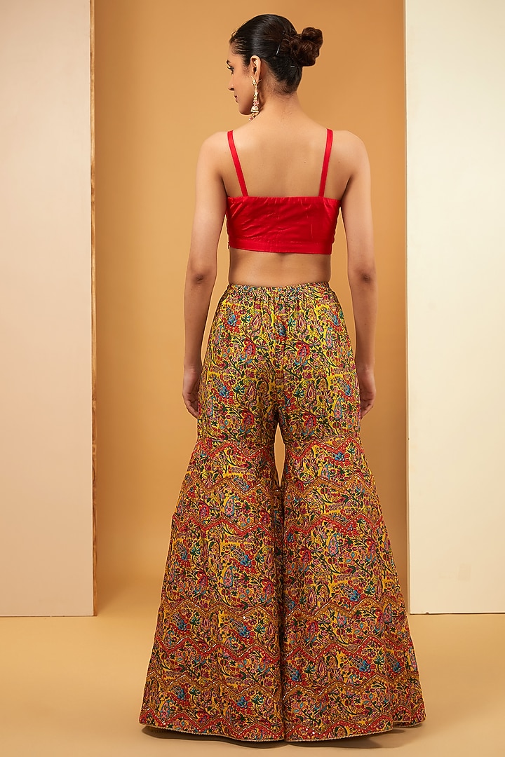Multi-Colored Chanderi Bridal Sharara Set by Debyani at Pernia's Pop Up Shop