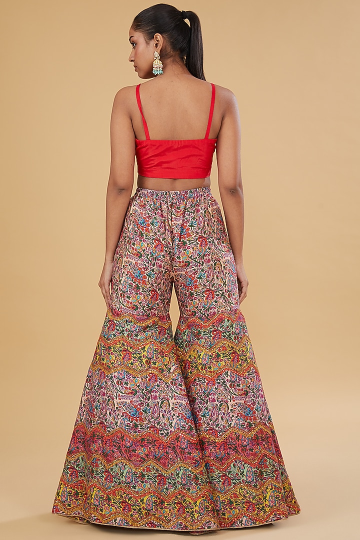 Multi-Colored Chanderi Leheriya Bridal Sharara Set by Debyani at Pernia's Pop Up Shop