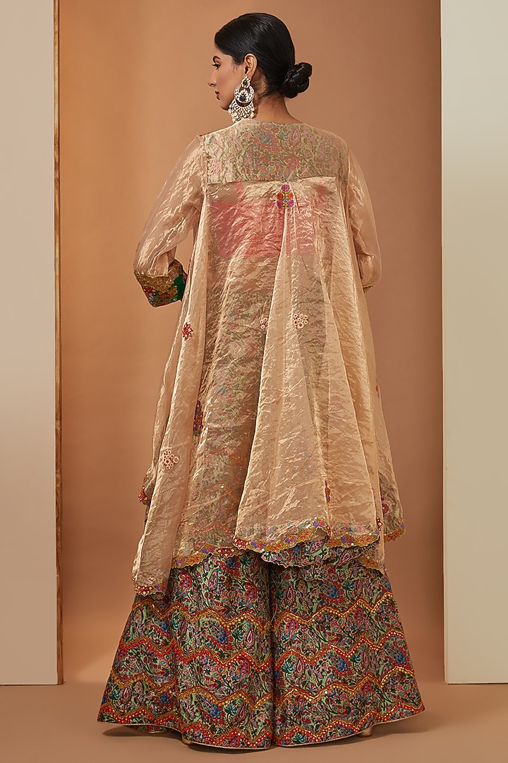 Mint Chanderi Printed Bridal Sharara Set by Debyani at Pernia's Pop Up Shop