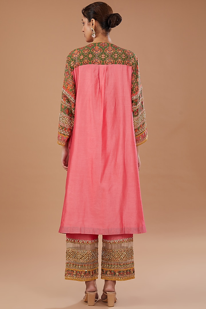Pink Silk Kurta Set by Debyani at Pernia's Pop Up Shop