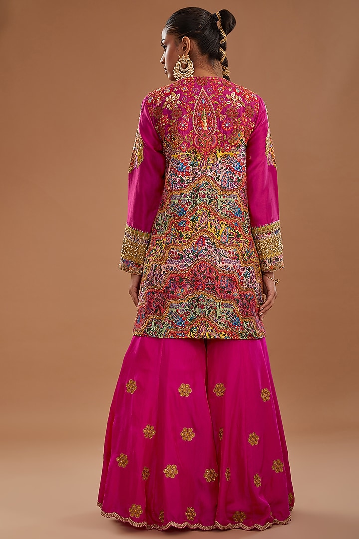 Pink Chanderi Bridal Sharara Set by Debyani at Pernia's Pop Up Shop