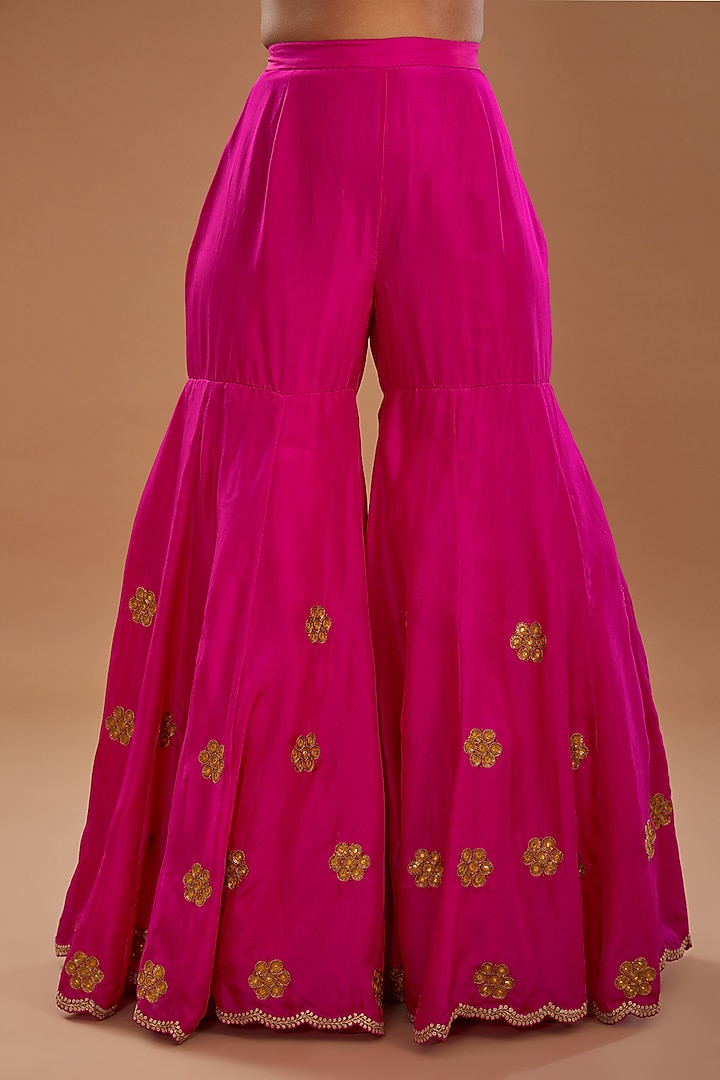 Pink Chanderi Bridal Sharara Set by Debyani at Pernia's Pop Up Shop