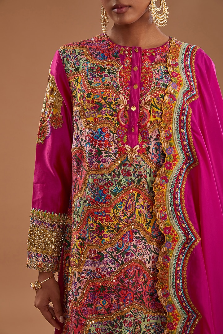 Pink Chanderi Bridal Sharara Set by Debyani at Pernia's Pop Up Shop