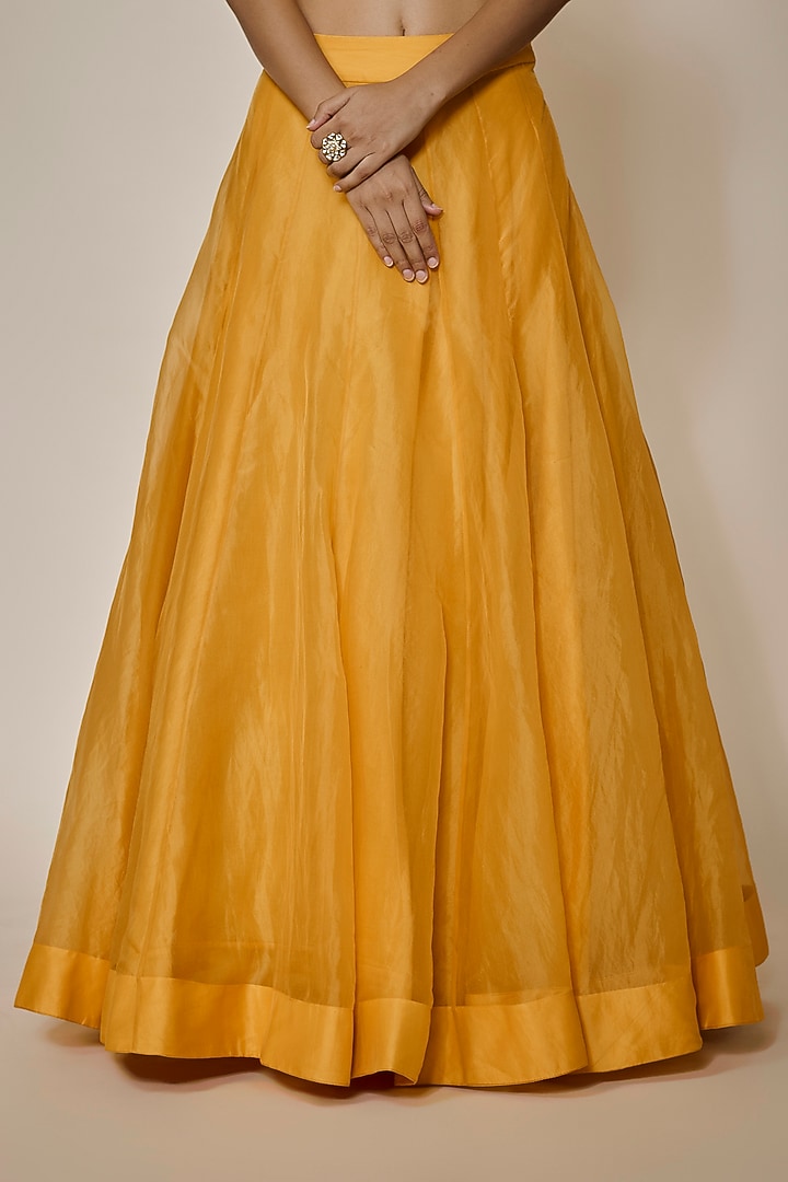 Yellow Organza Jacket Bridal Lehenga Set by Debyani at Pernia's Pop Up Shop