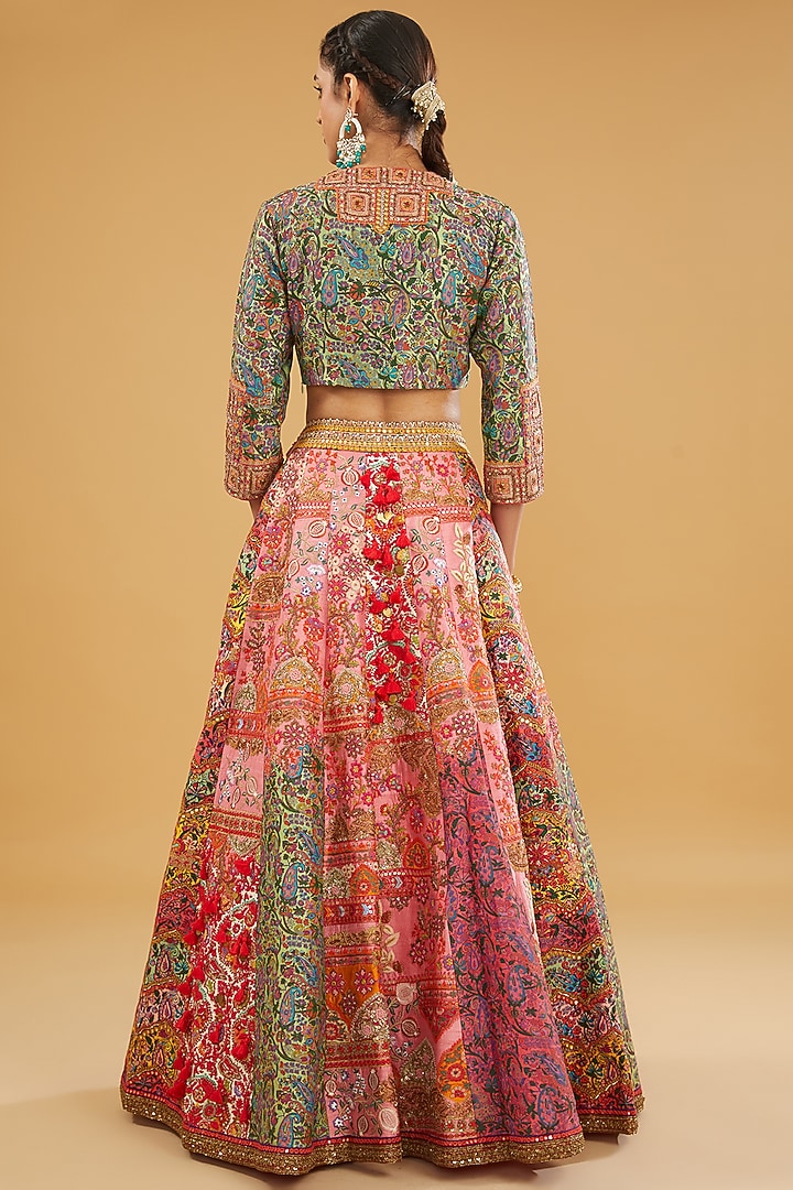 Multi-Colored Raw Silk Bridal Lehenga Set by Debyani at Pernia's Pop Up Shop