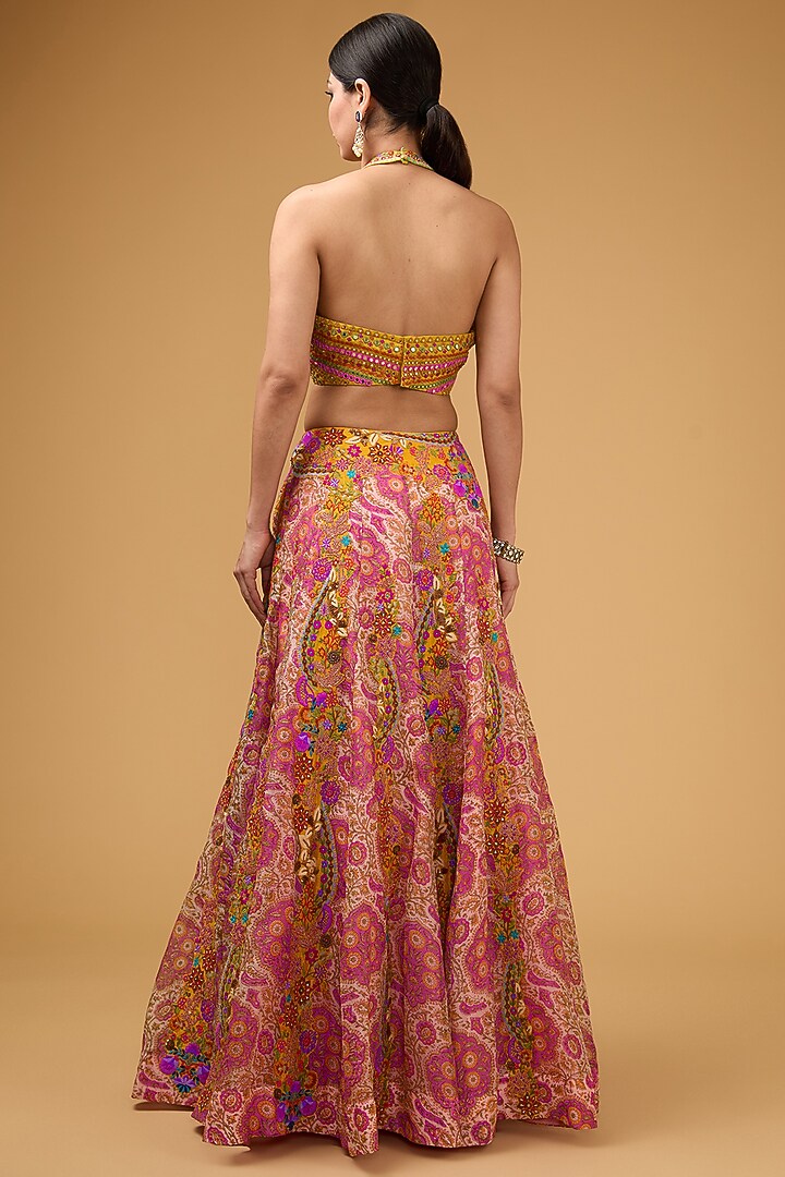 Pink Silk Organza Bridal Lehenga Set by Debyani at Pernia's Pop Up Shop
