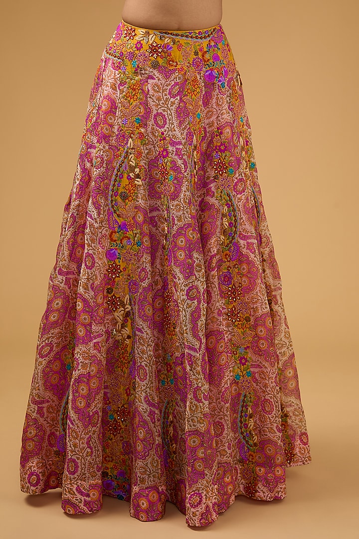 Pink Silk Organza Bridal Lehenga Set by Debyani at Pernia's Pop Up Shop