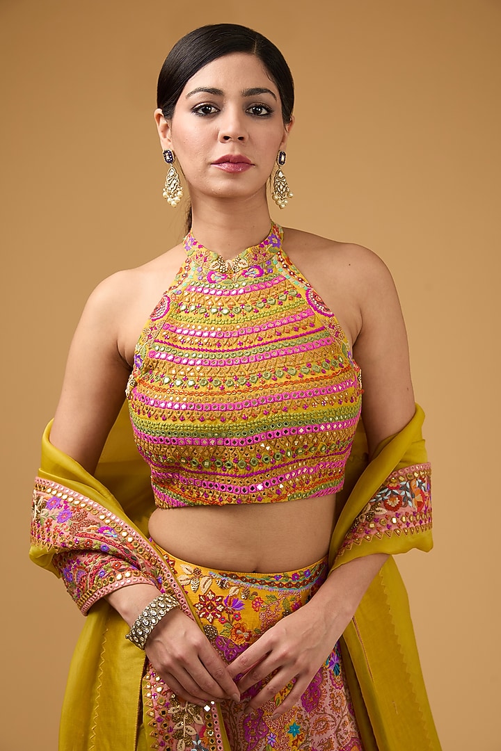 Pink Silk Organza Bridal Lehenga Set by Debyani at Pernia's Pop Up Shop