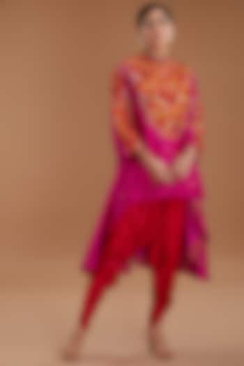 Pink Chanderi Jacket Set by Debyani at Pernia's Pop Up Shop