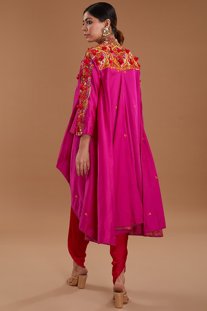 Pink Chanderi Jacket Set by Debyani at Pernia's Pop Up Shop