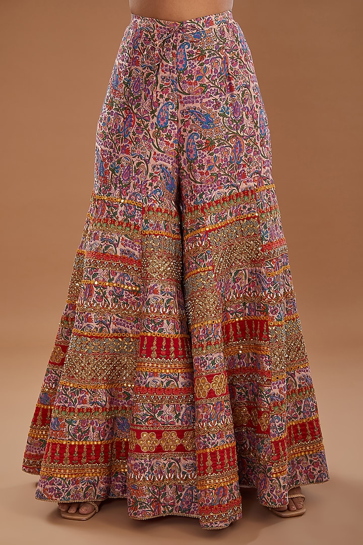 Multi-Colored Chanderi Bridal Sharara Set by Debyani at Pernia's Pop Up Shop