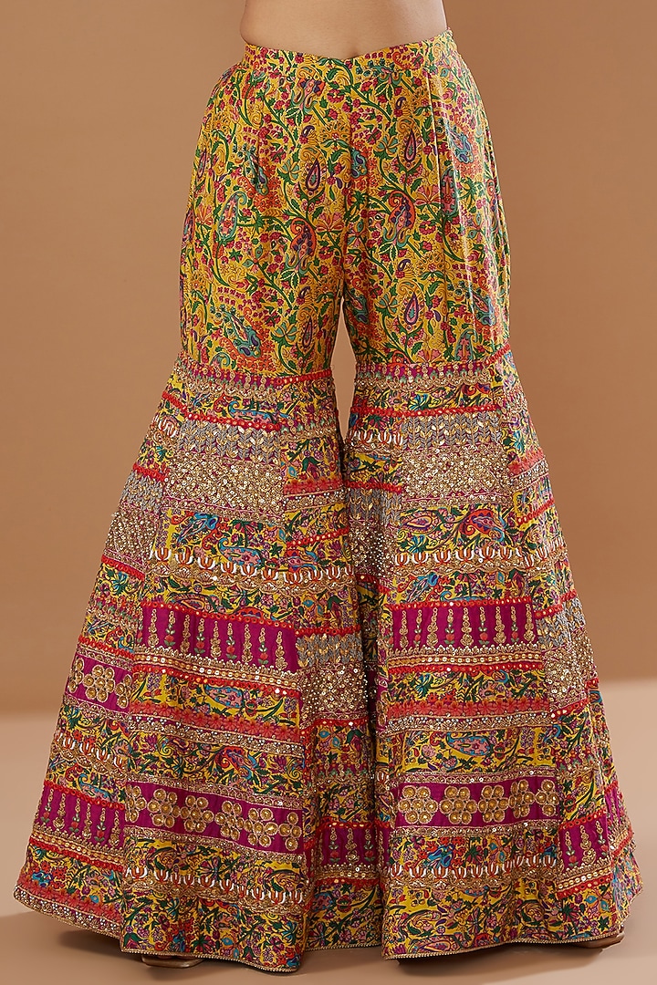Magenta Chanderi Embroidered Jacket Set by Debyani at Pernia's Pop Up Shop