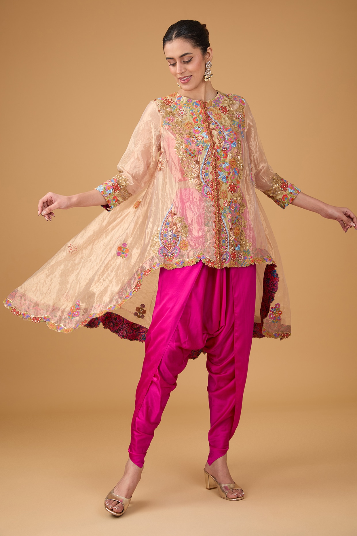 Buy Beige Printed Floral Jacket Open Pant Set With For Women by Nikasha  Online at Aza Fashions.