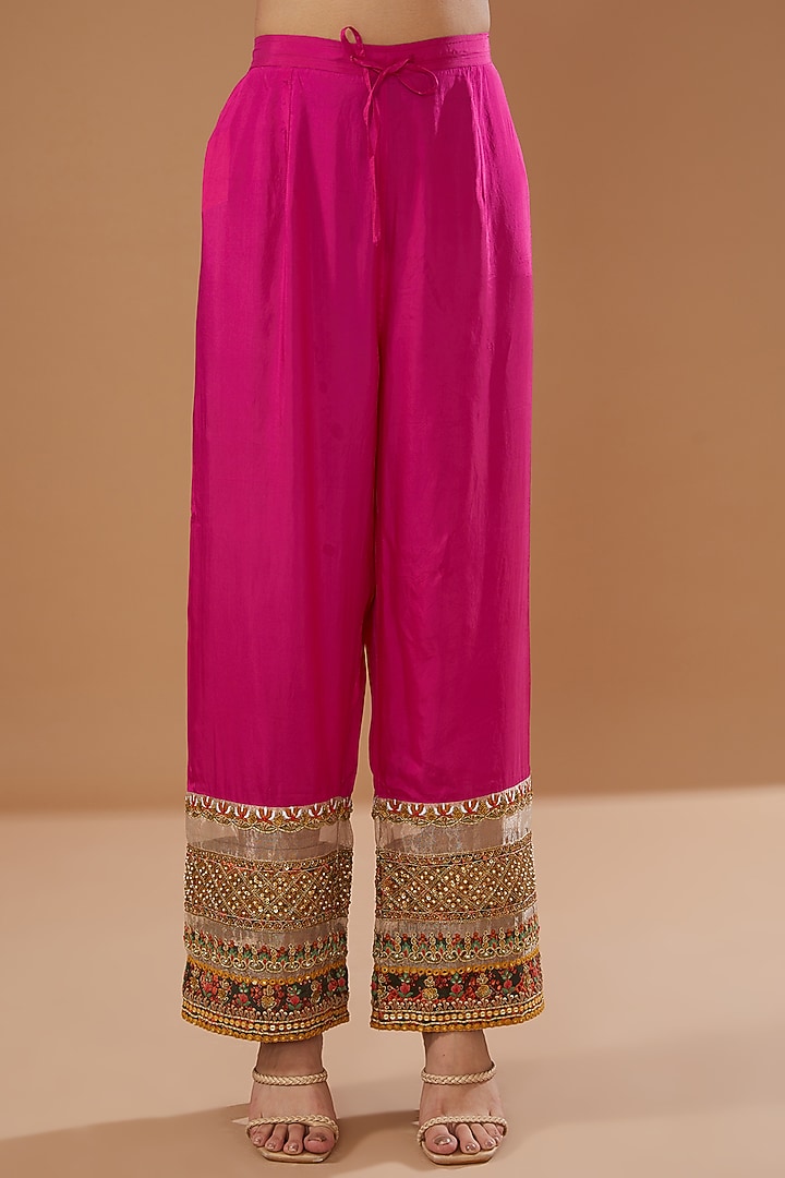 Magenta Silk Kurta Set by Debyani at Pernia's Pop Up Shop