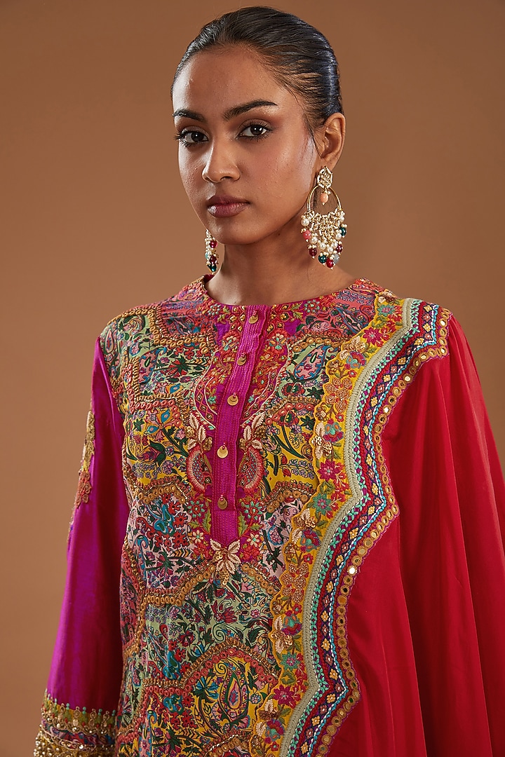 Red Chanderi Bridal Sharara Set by Debyani at Pernia's Pop Up Shop