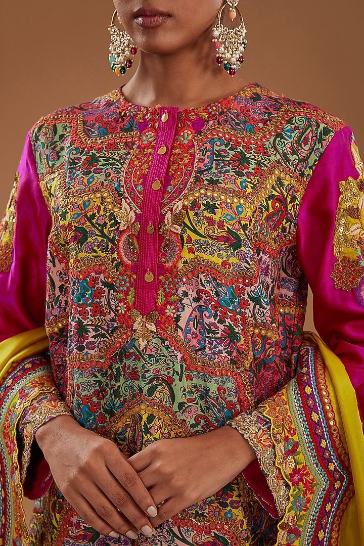 Green Chanderi Bridal Sharara Set by Debyani at Pernia's Pop Up Shop