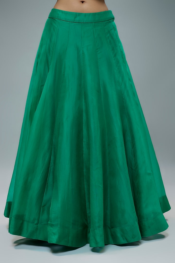 Green Silk Skirt Set by Debyani at Pernia's Pop Up Shop