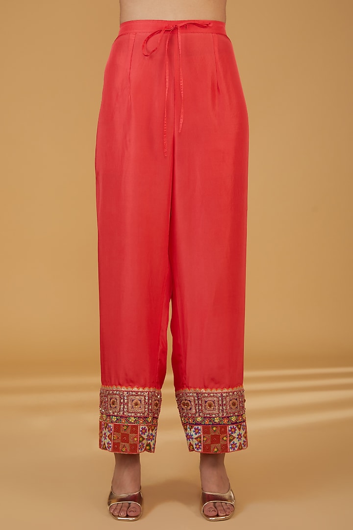 Light Beige Chanderi Silk Kurta Set by Debyani at Pernia's Pop Up Shop