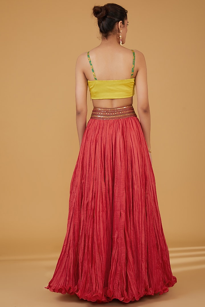 Mustard Chanderi Silk High-Low Cape Set by Debyani at Pernia's Pop Up Shop