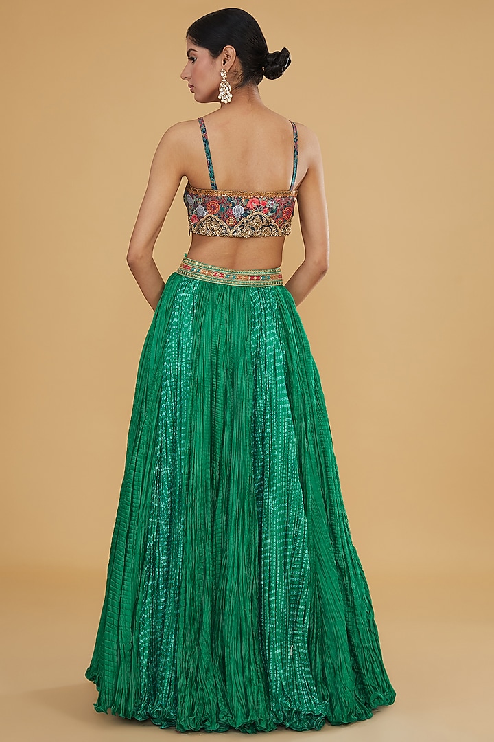 Blue Organza Paisley Printed Cape Set by Debyani at Pernia's Pop Up Shop