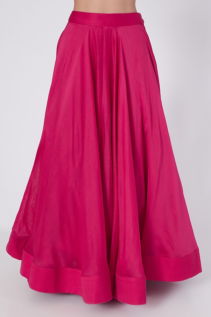 Magenta Chanderi Silk Skirt Set by Debyani at Pernia's Pop Up Shop