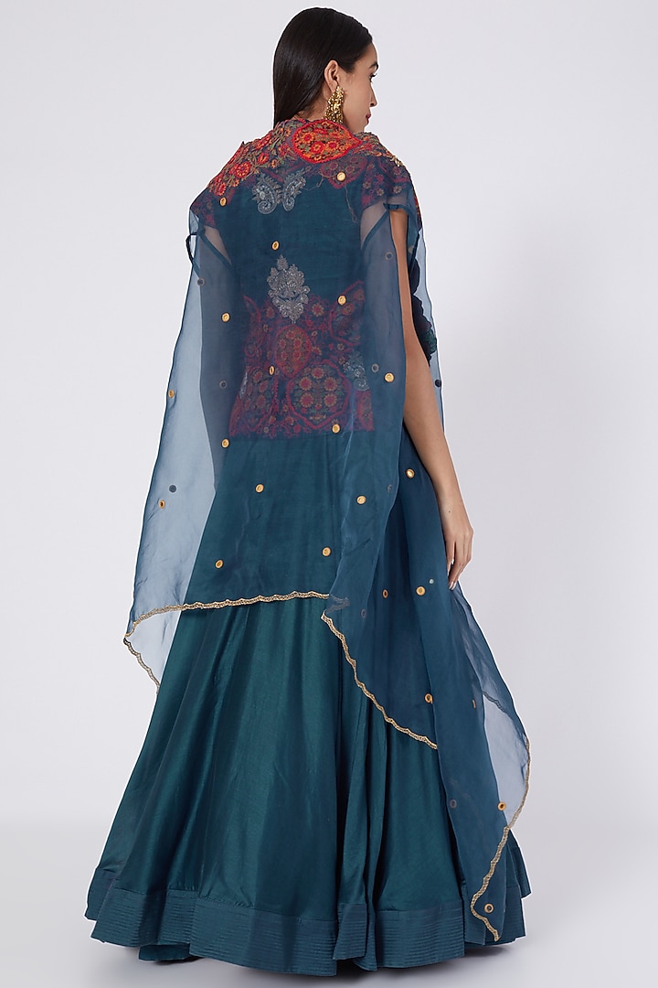 Blue Chanderi Silk Skirt Set by Debyani at Pernia's Pop Up Shop
