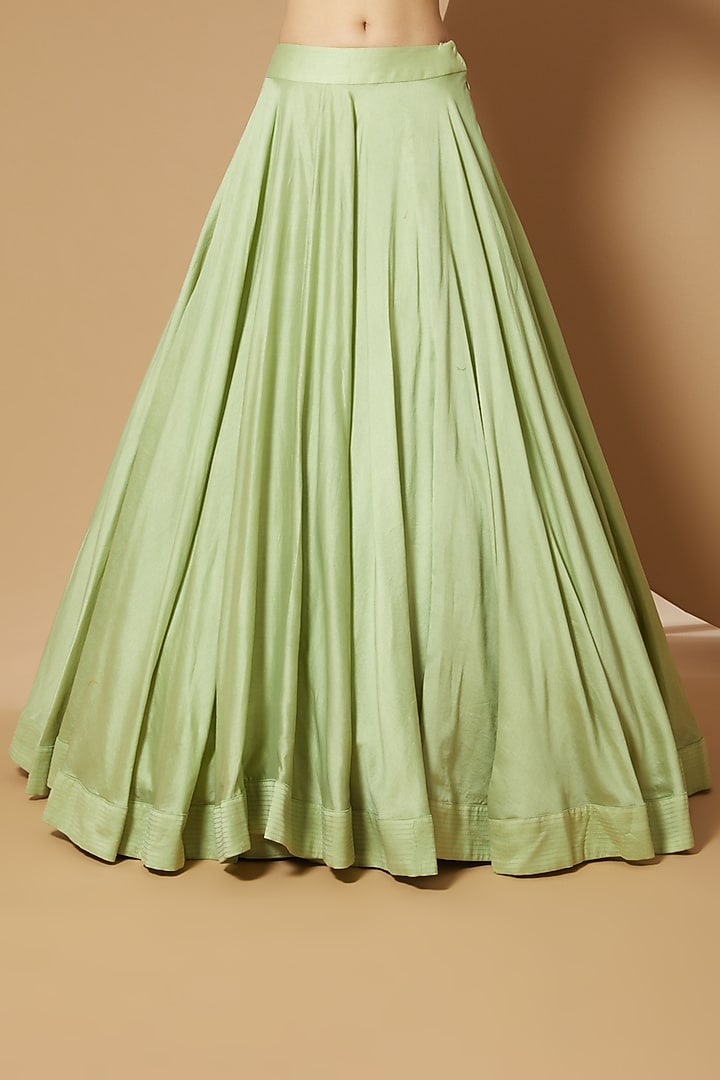 Pista Green Chanderi Skirt Set by Debyani at Pernia's Pop Up Shop