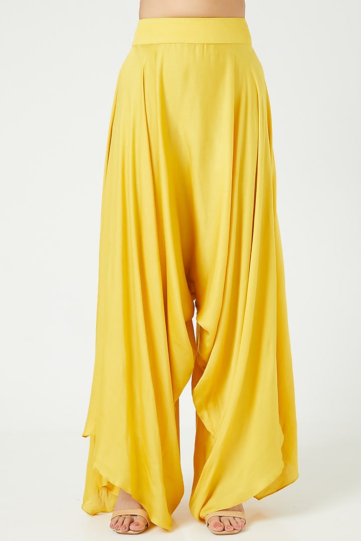 Mustard Chanderi Jacket Set by Debyani at Pernia's Pop Up Shop