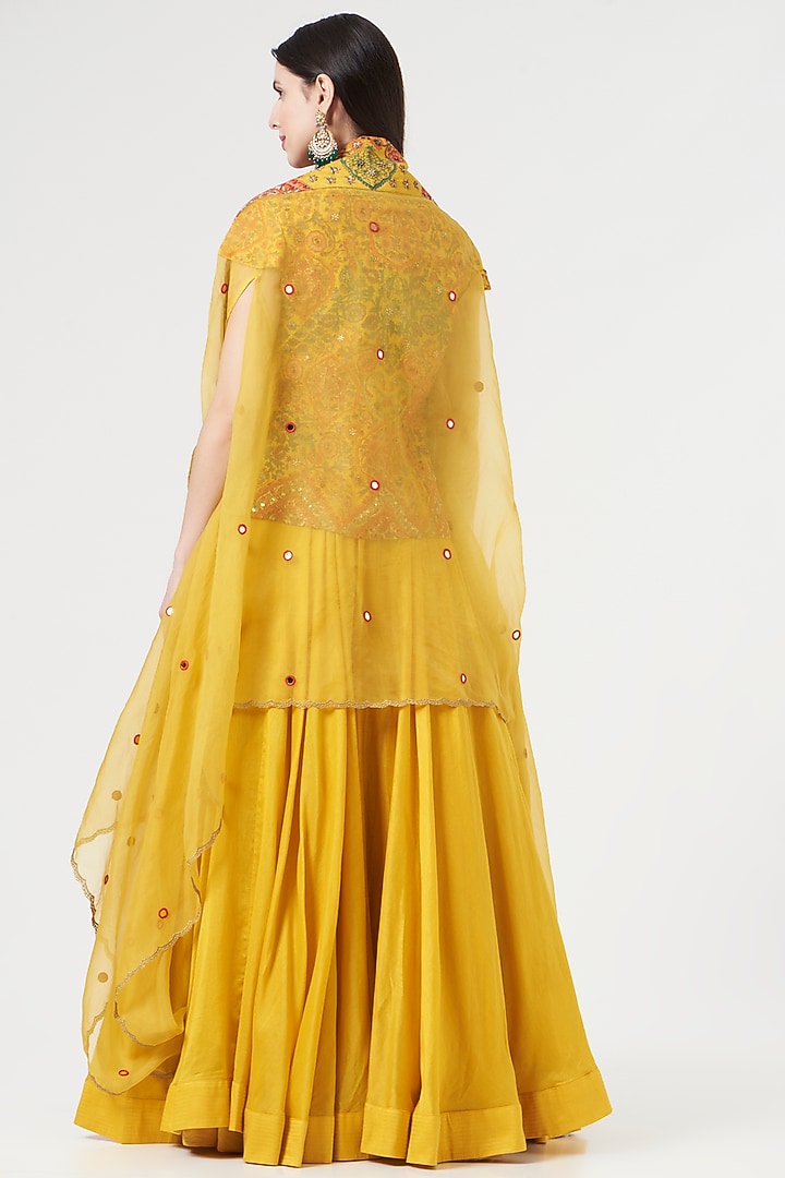 Yellow Organza Jacket Set by Debyani at Pernia's Pop Up Shop
