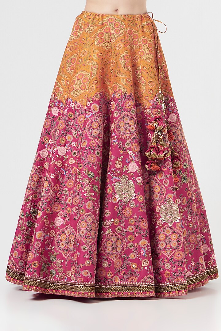 Orange Chanderi Bridal Lehenga Set by Debyani at Pernia's Pop Up Shop