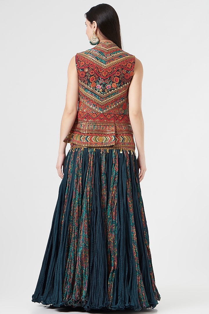 Blue Chanderi Skirt Set by Debyani at Pernia's Pop Up Shop
