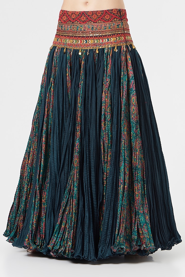 Blue Chanderi Skirt Set by Debyani at Pernia's Pop Up Shop