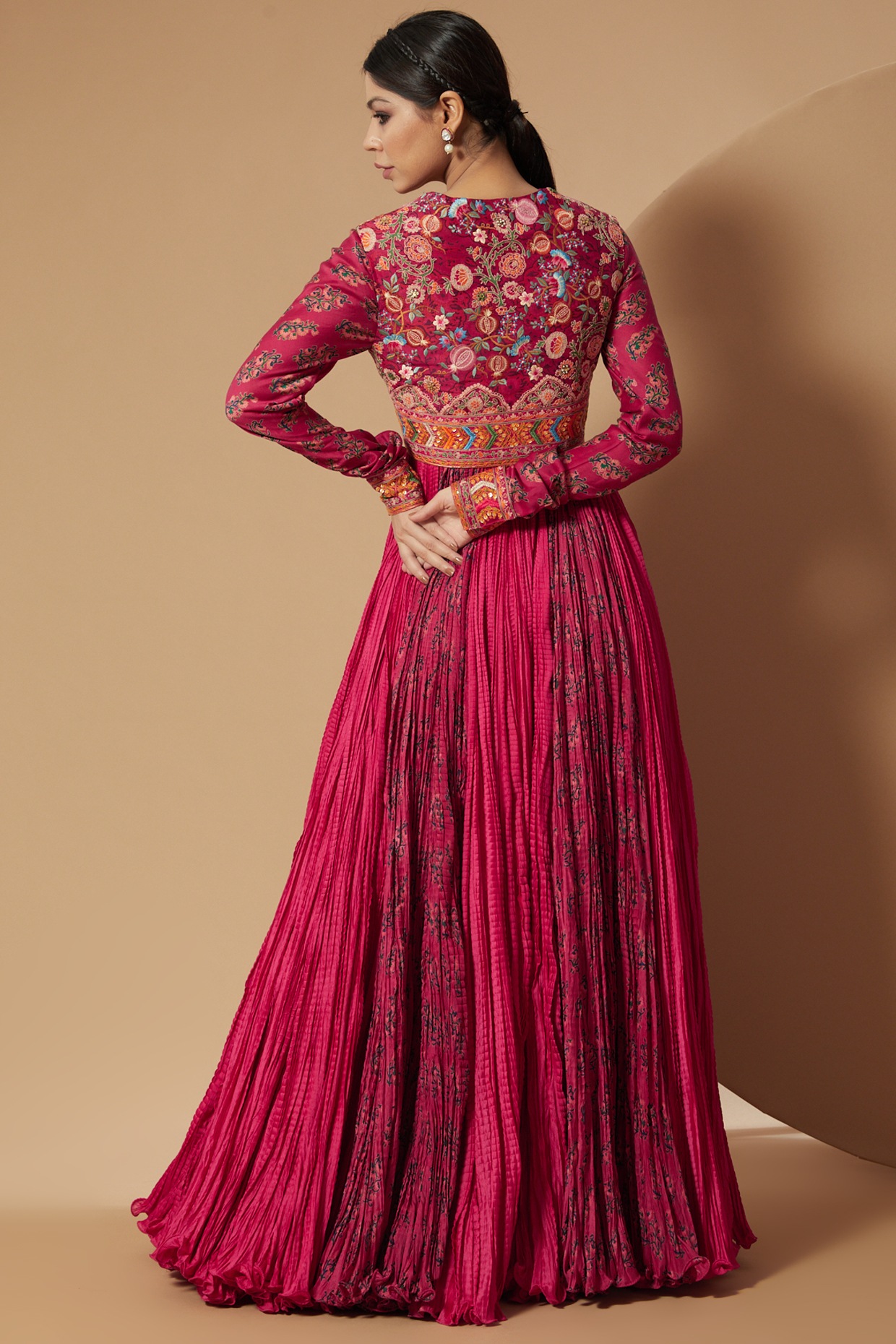 Chanderi Darpan Anarkali-Chanderi Brocade Anarkali