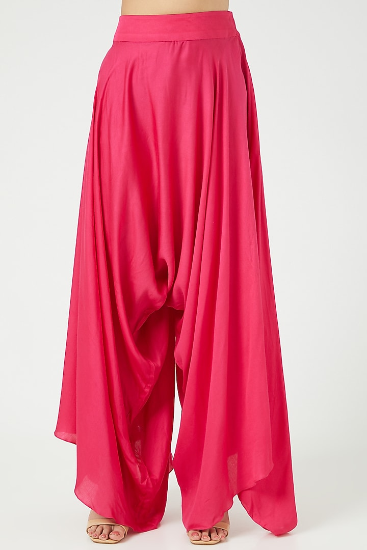 Magenta Chanderi Jacket Set by Debyani at Pernia's Pop Up Shop