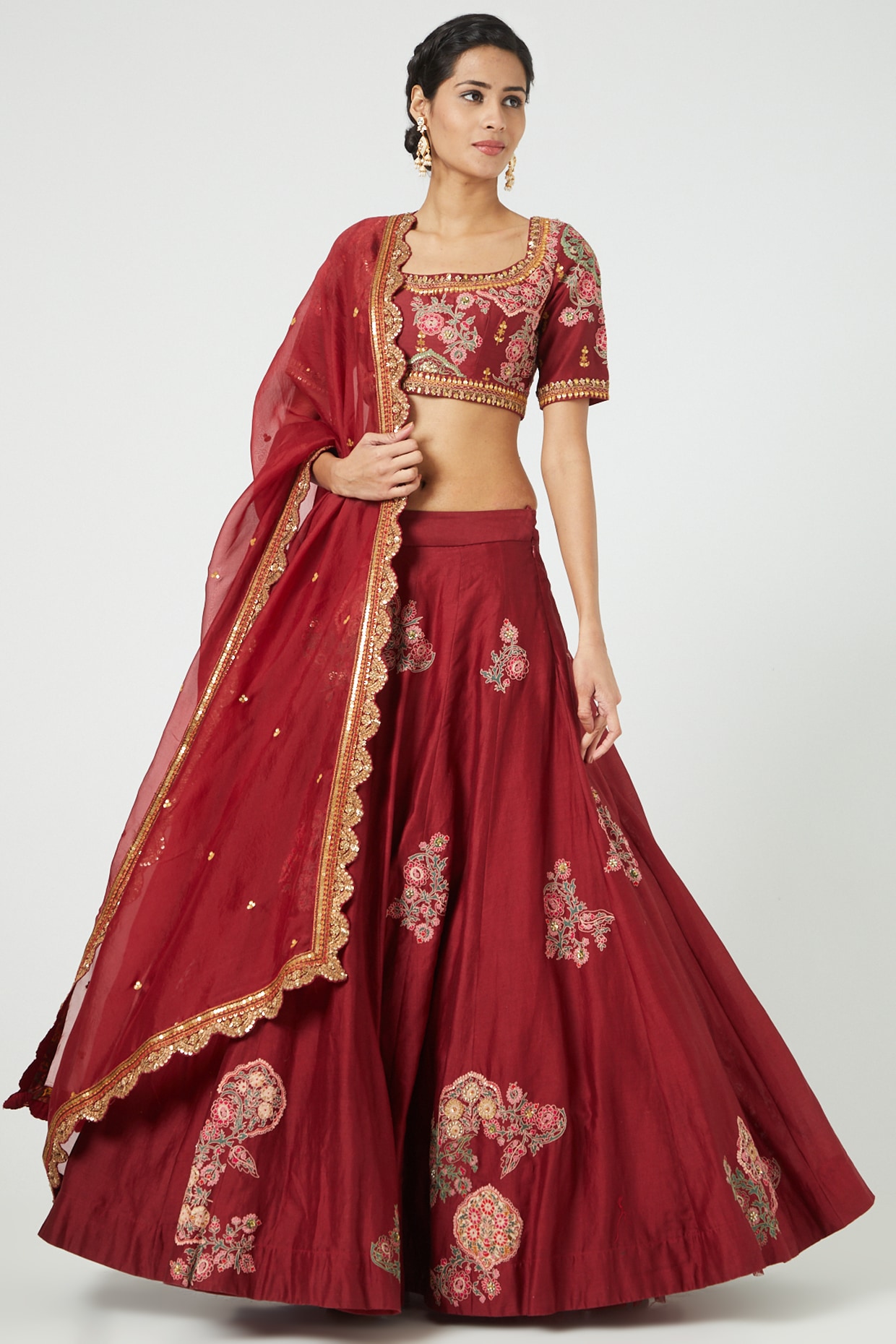 Magenta Silk Chanderi Lehenga Set Design by Debyani at Pernia's Pop Up Shop  2024