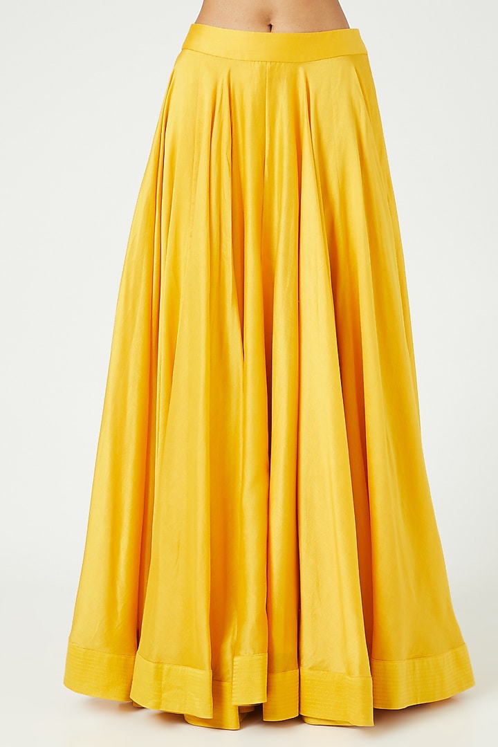 Mustard Raw Silk Jacket Set by Debyani at Pernia's Pop Up Shop