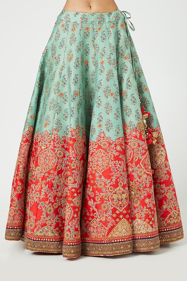 Firozi Chanderi Bridal Lehenga Set by Debyani at Pernia's Pop Up Shop