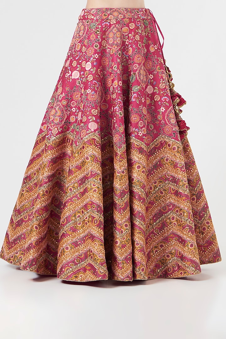 Magenta Habutai Silk Bridal Lehenga Set by Debyani at Pernia's Pop Up Shop
