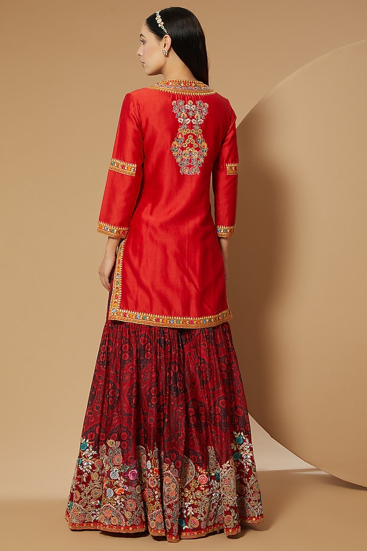 Maroon Chanderi Bridal Sharara Set by Debyani at Pernia's Pop Up Shop