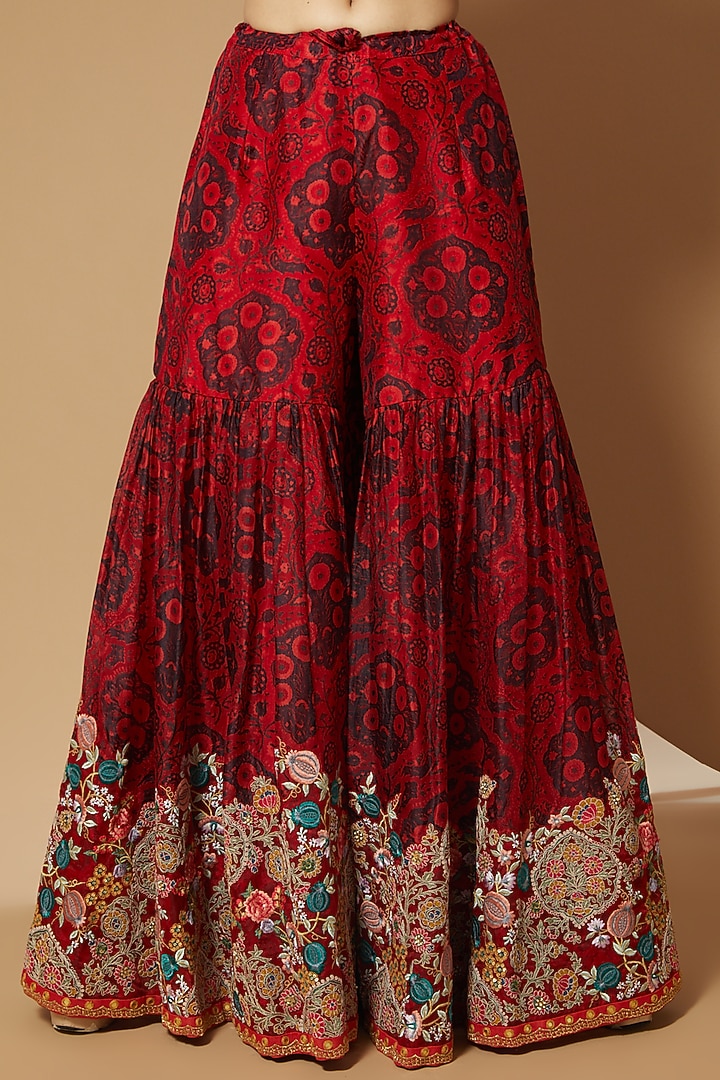 Maroon Chanderi Bridal Sharara Set by Debyani at Pernia's Pop Up Shop