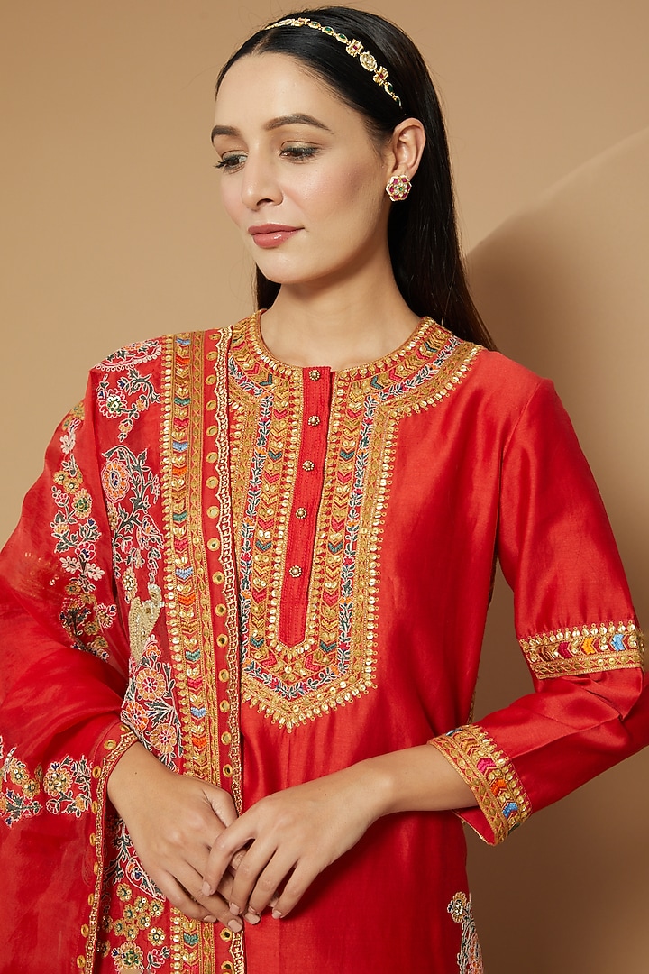 Maroon Chanderi Bridal Sharara Set by Debyani at Pernia's Pop Up Shop