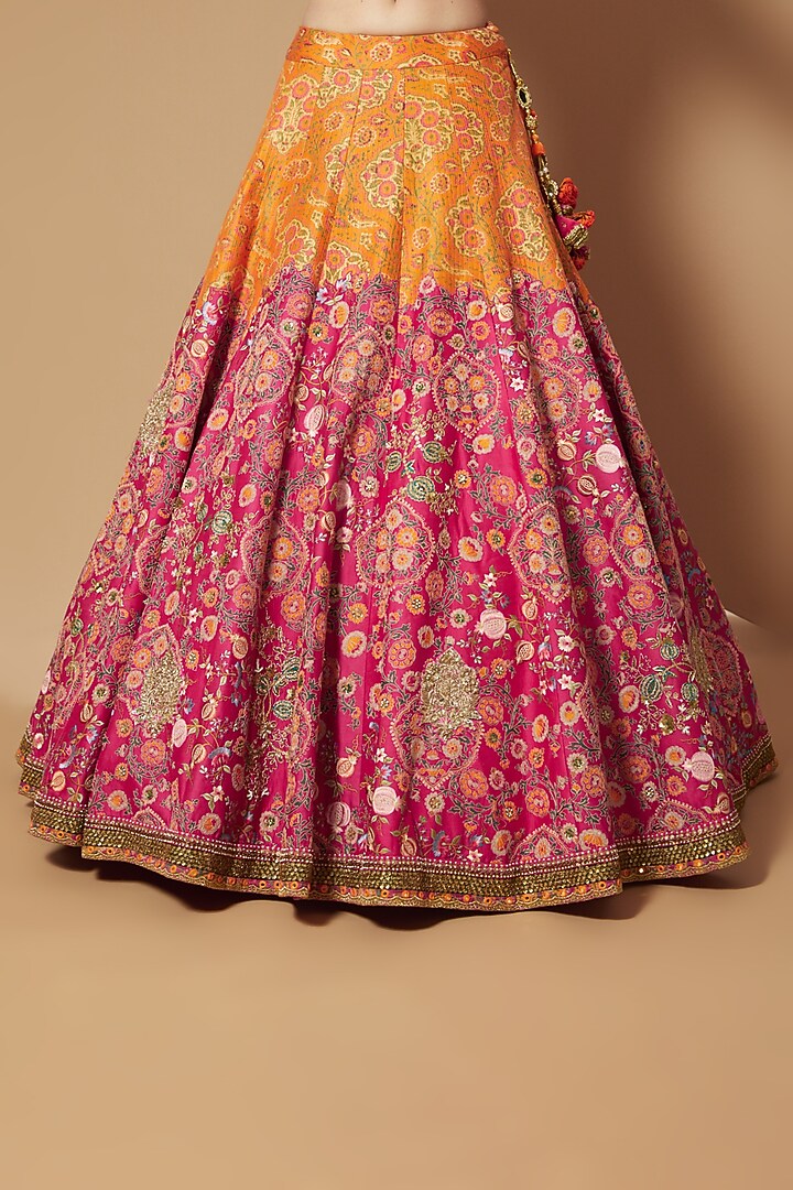 Orange Chanderi Bridal Lehenga Set by Debyani at Pernia's Pop Up Shop