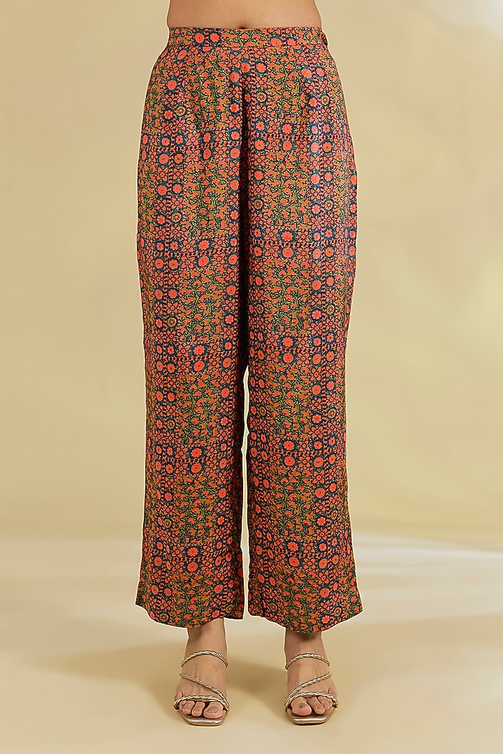 Blue Silk Hand & Machine Embroidered Kaftan Set by Debyani at Pernia's Pop Up Shop