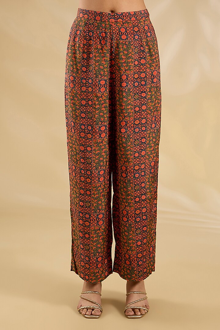 Magenta Silk Hand & Machine Embroidered Kaftan Set by Debyani at Pernia's Pop Up Shop