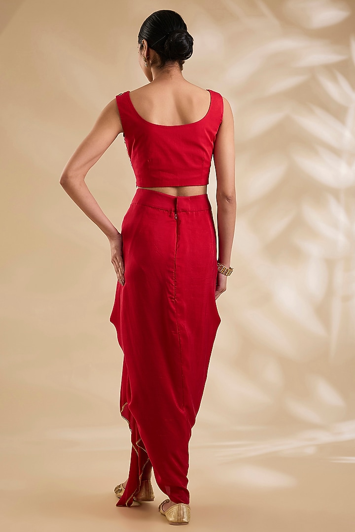 Red Silk Skirt Set by Debyani at Pernia's Pop Up Shop